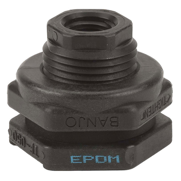 Banjo TF050 Polypropylene Bulkhead Fitting with EPDM or FKM Gasket 1/2 in. to 4 in. Sizes