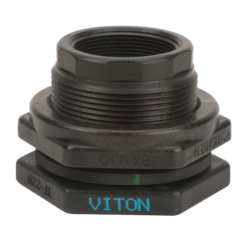 Banjo TF220V Polypropylene Bulkhead Fitting with EPDM or FKM Gasket 1/2 in. to 4 in. Sizes